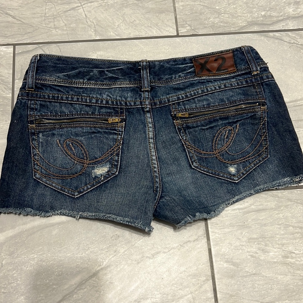 X2 jean shorts, sparkle, zippers, size 8